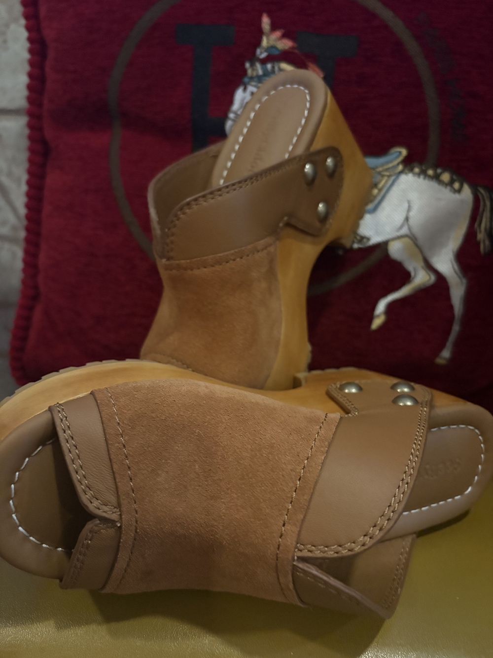 See By Chloe Chestnut Suede Slip-On Clogs - Comfortable Leather Mules